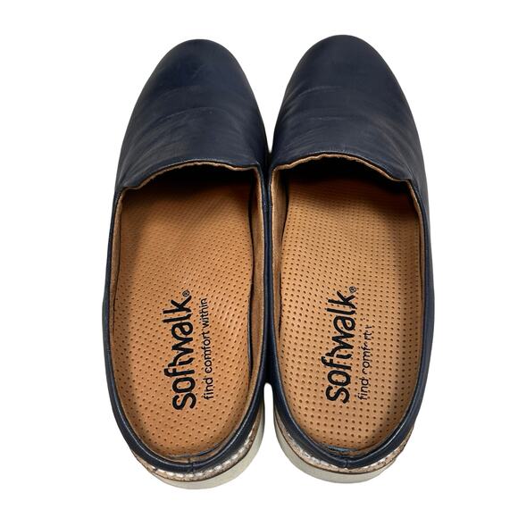 SOFTWALK Wolcott II Women's 8.5N Slip-On Leather Blue Loafer Mule Light Comfort - Picture 3 of 13